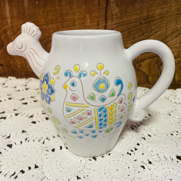 Whimsical Bird Ceramica Loddo Dorgali Pitcher Made In Italy Italian Pottery - Picture 2 of 12